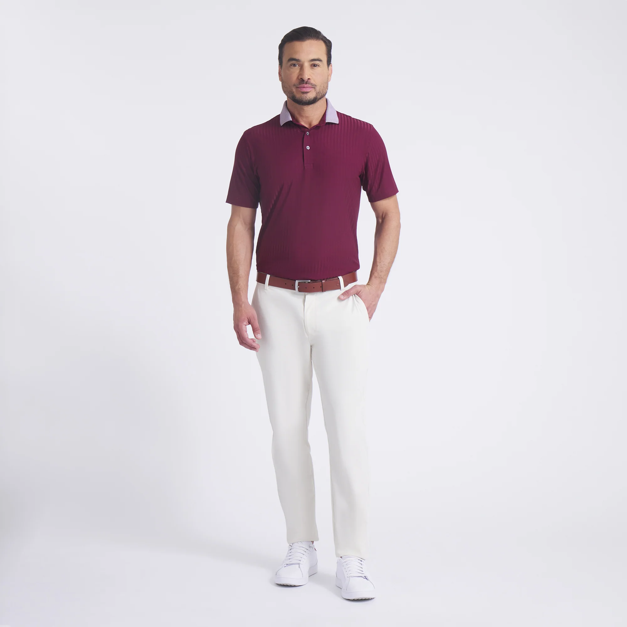 MATTR Stripe Jacquard Golf Polo - Image 10