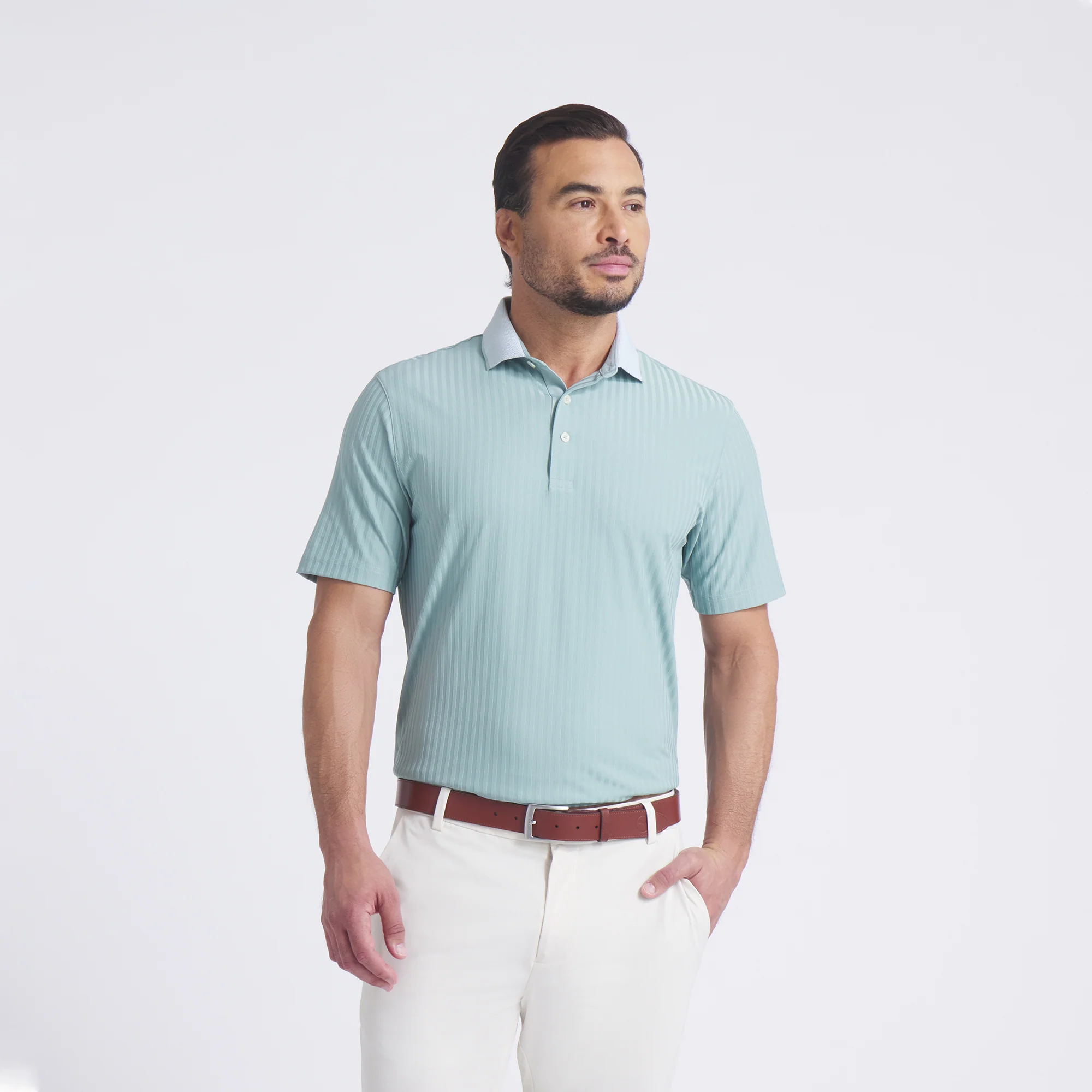 MATTR Stripe Jacquard Golf Polo - Image 13
