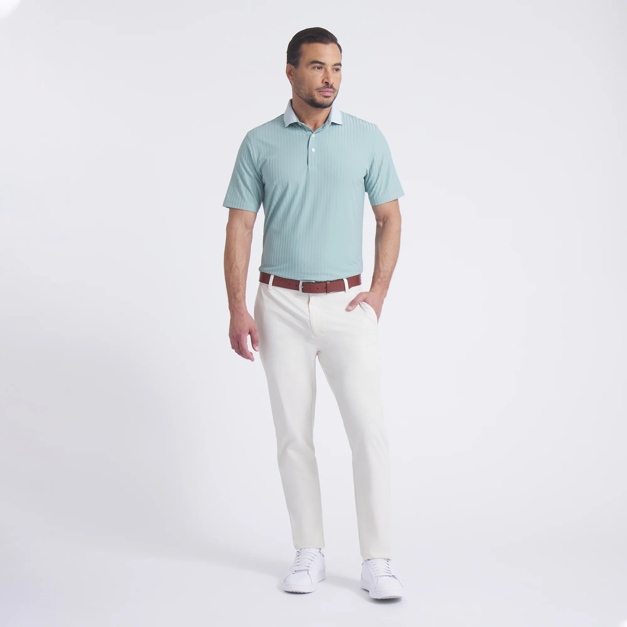 MATTR Stripe Jacquard Golf Polo - Image 16