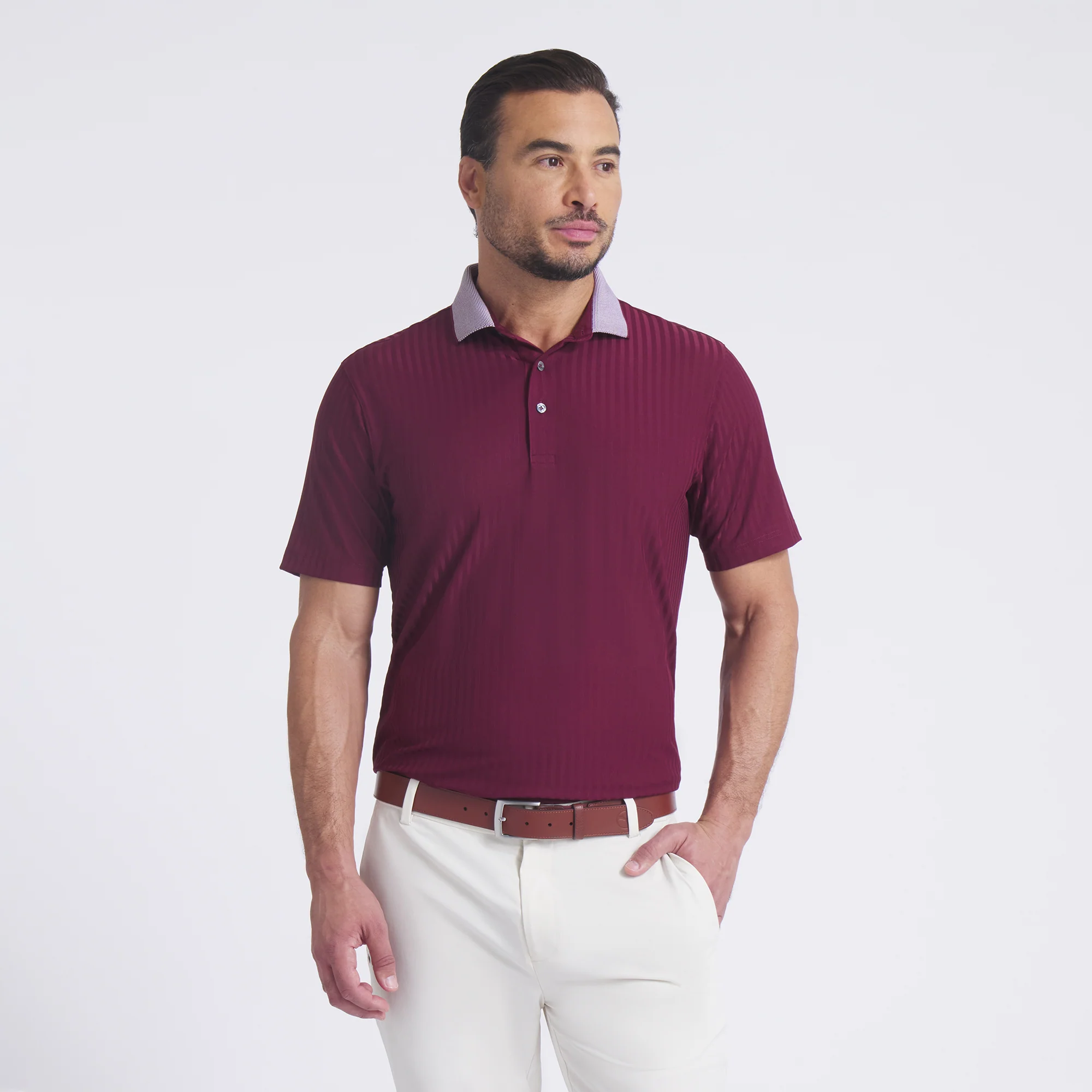 MATTR Stripe Jacquard Golf Polo - Image 7