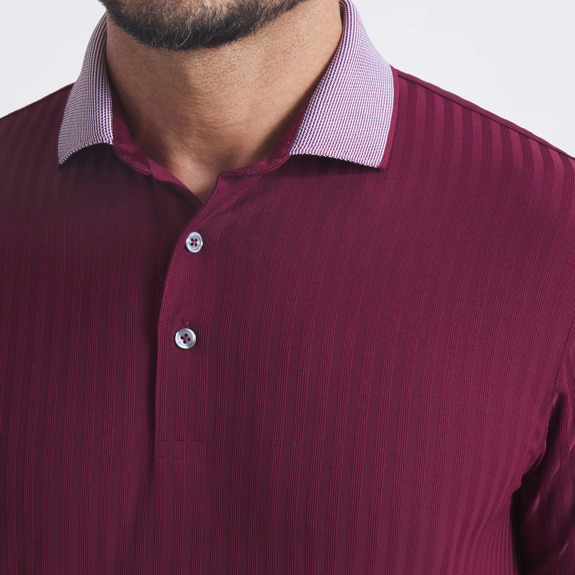 MATTR Stripe Jacquard Golf Polo - Image 9