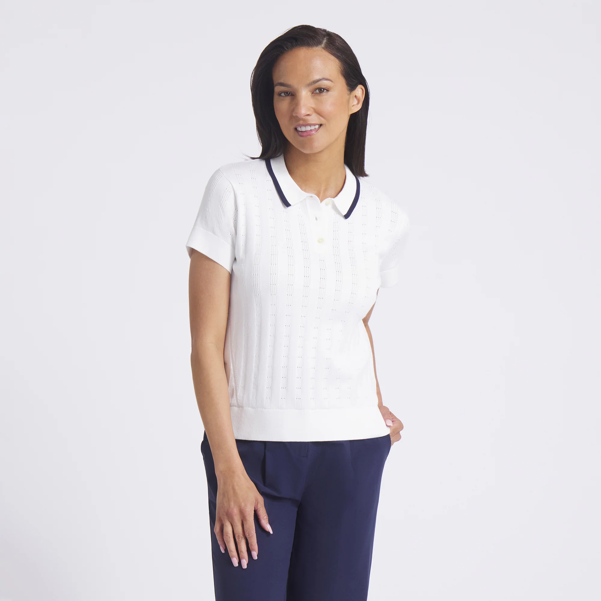 Women's AP Pointelle Golf Polo - Image 2