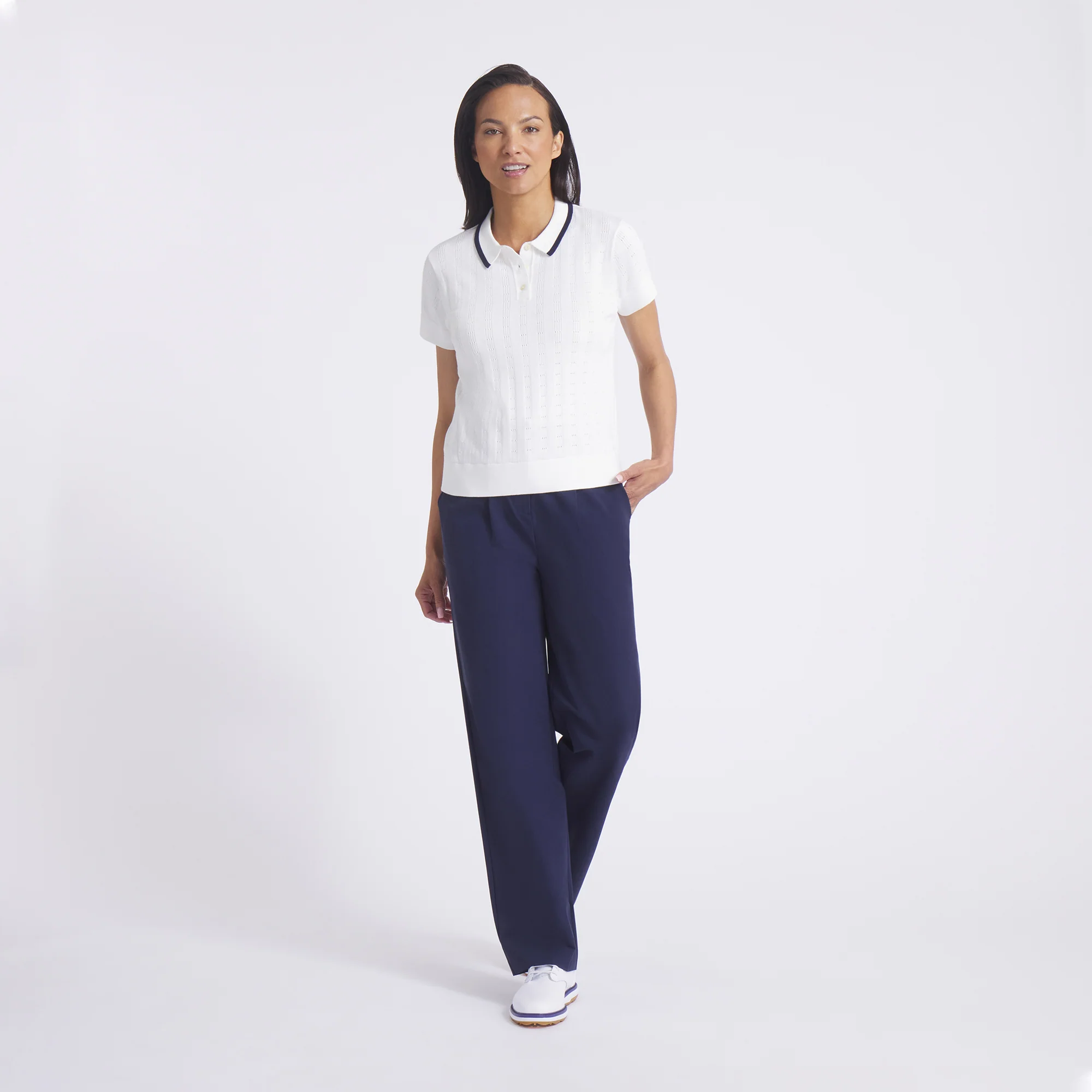 Women's AP Pointelle Golf Polo - Image 5