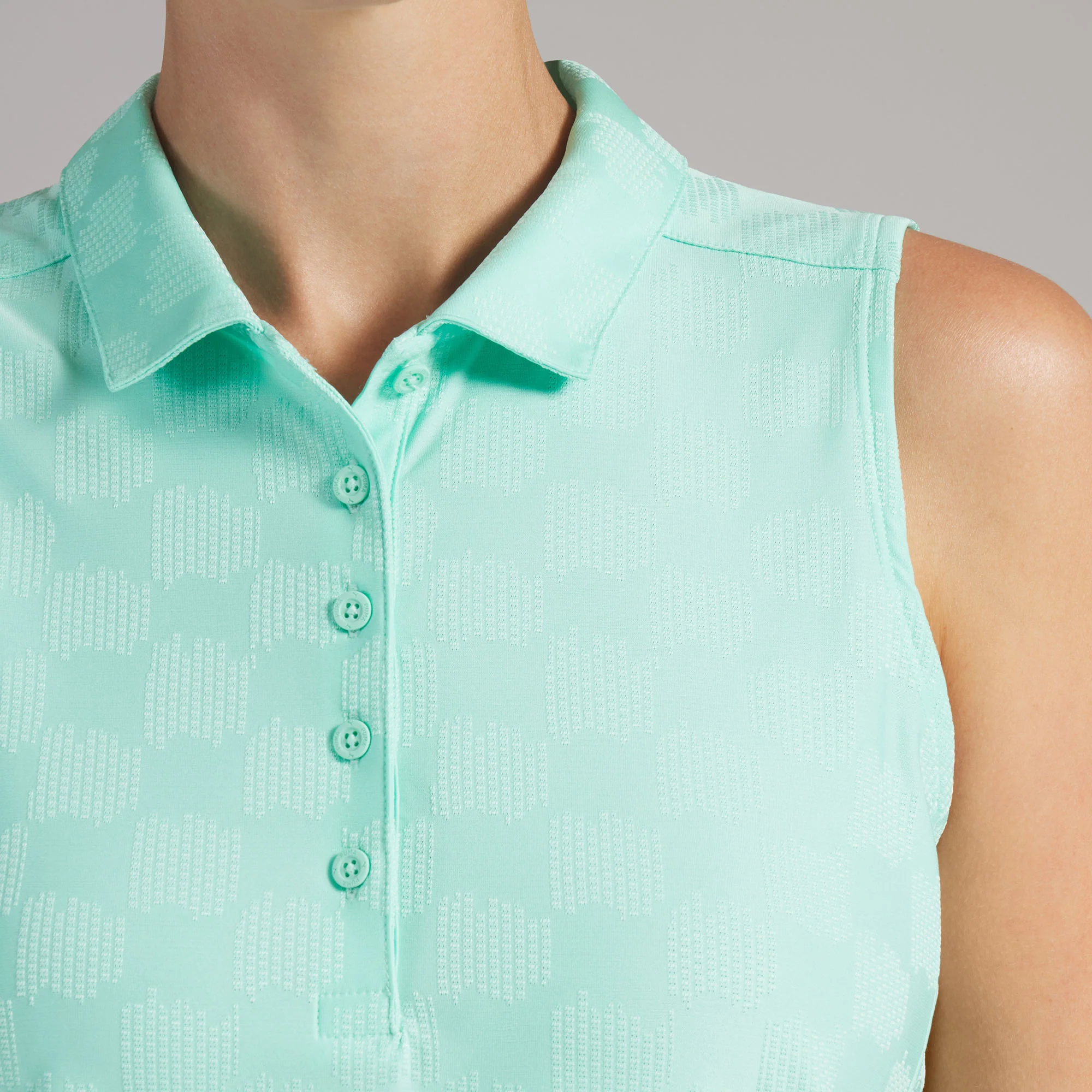 Women's Check Jacquard Sleeveless Golf Polo - Image 10