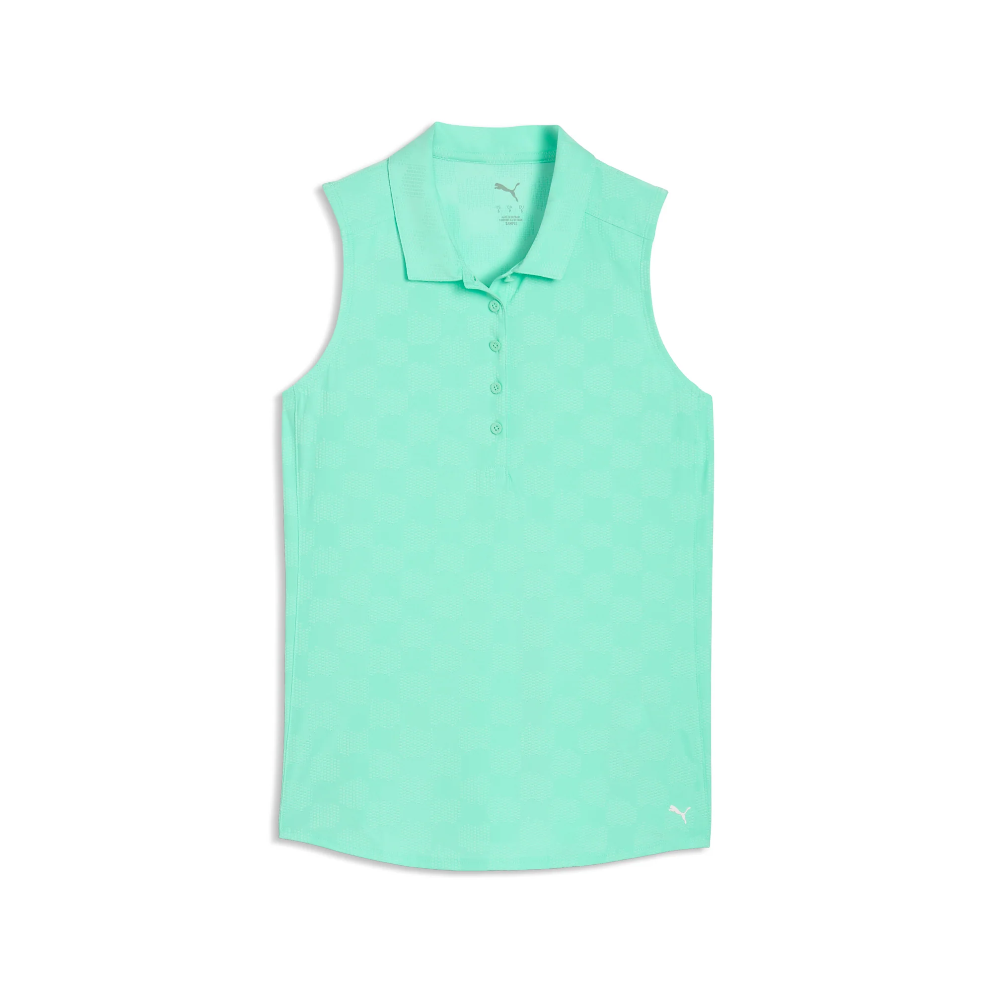 Women's Check Jacquard Sleeveless Golf Polo - Image 11