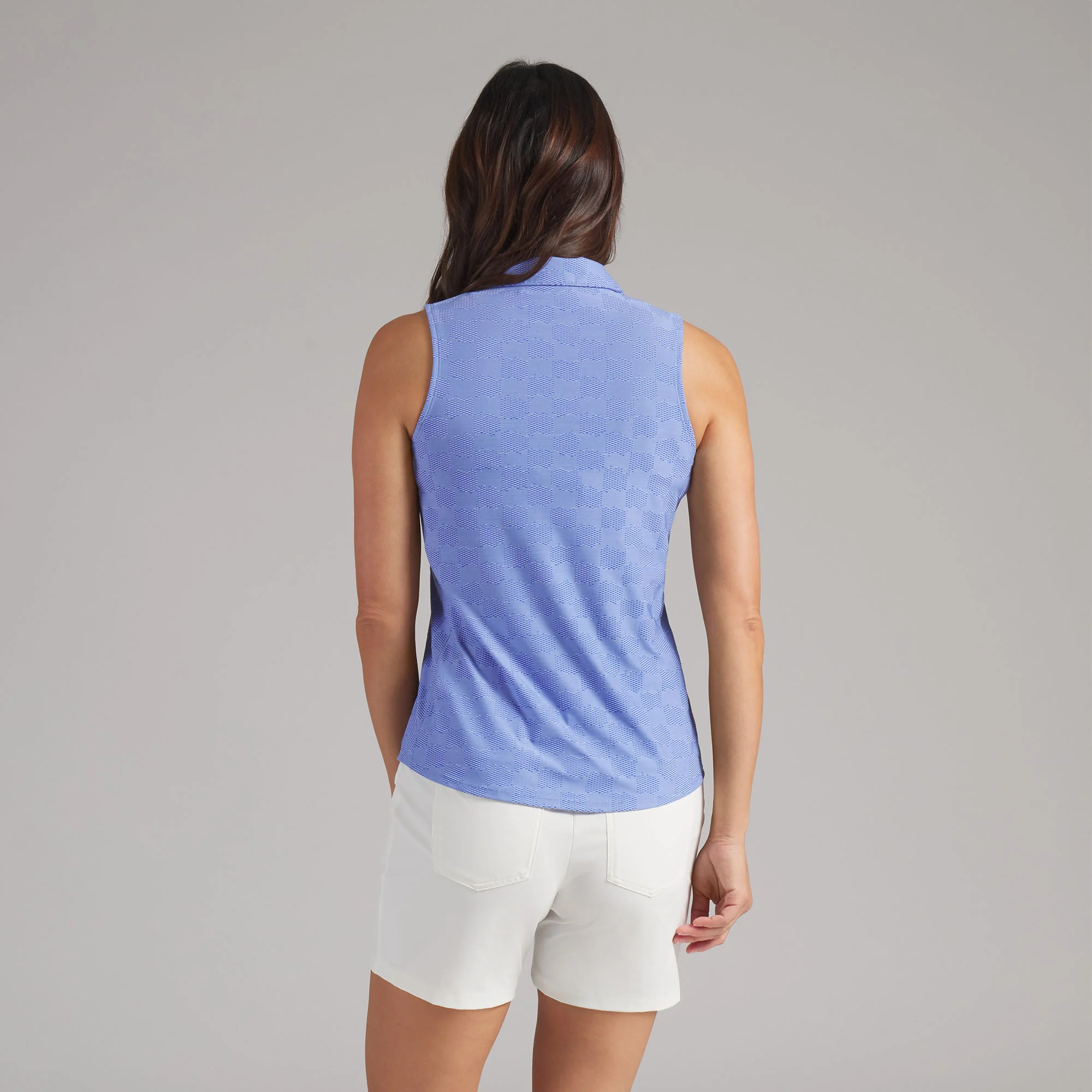 Women's Check Jacquard Sleeveless Golf Polo - Image 14