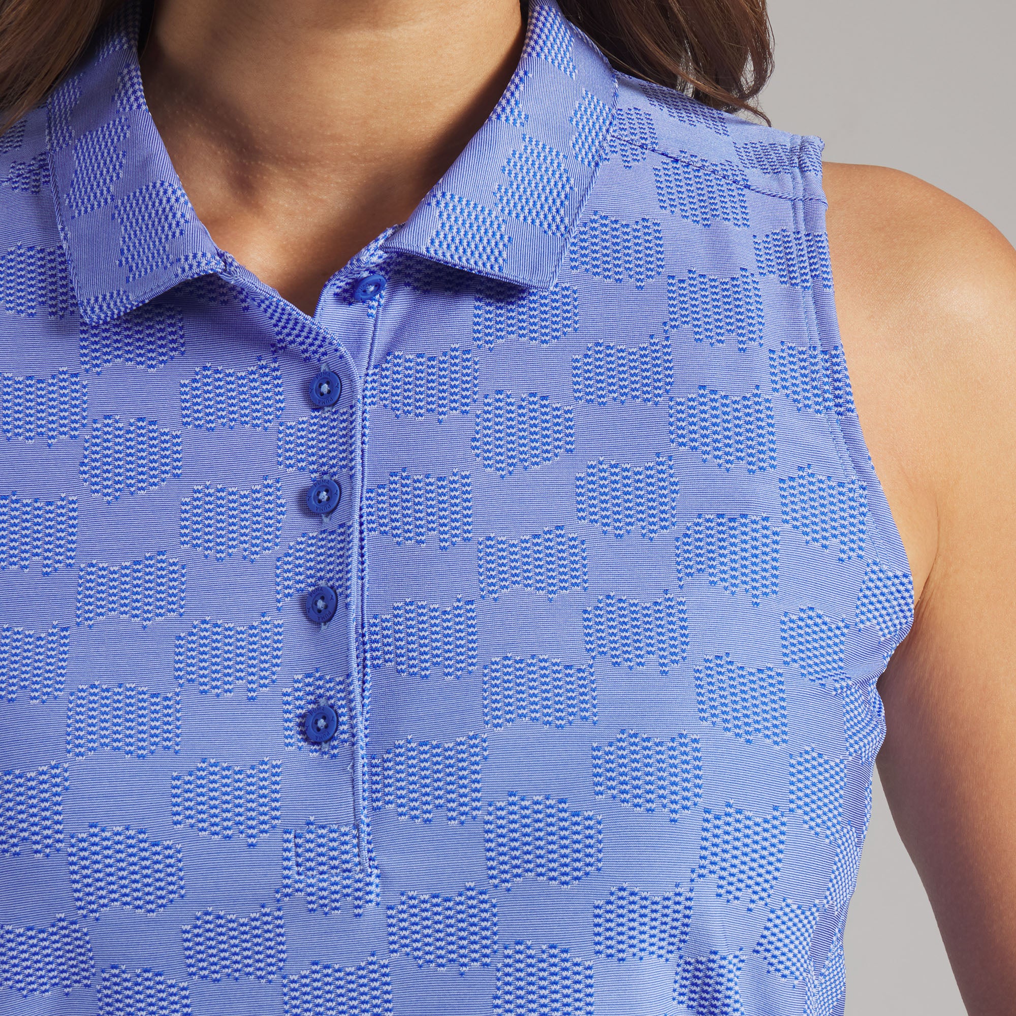 Women's Check Jacquard Sleeveless Golf Polo - Image 16