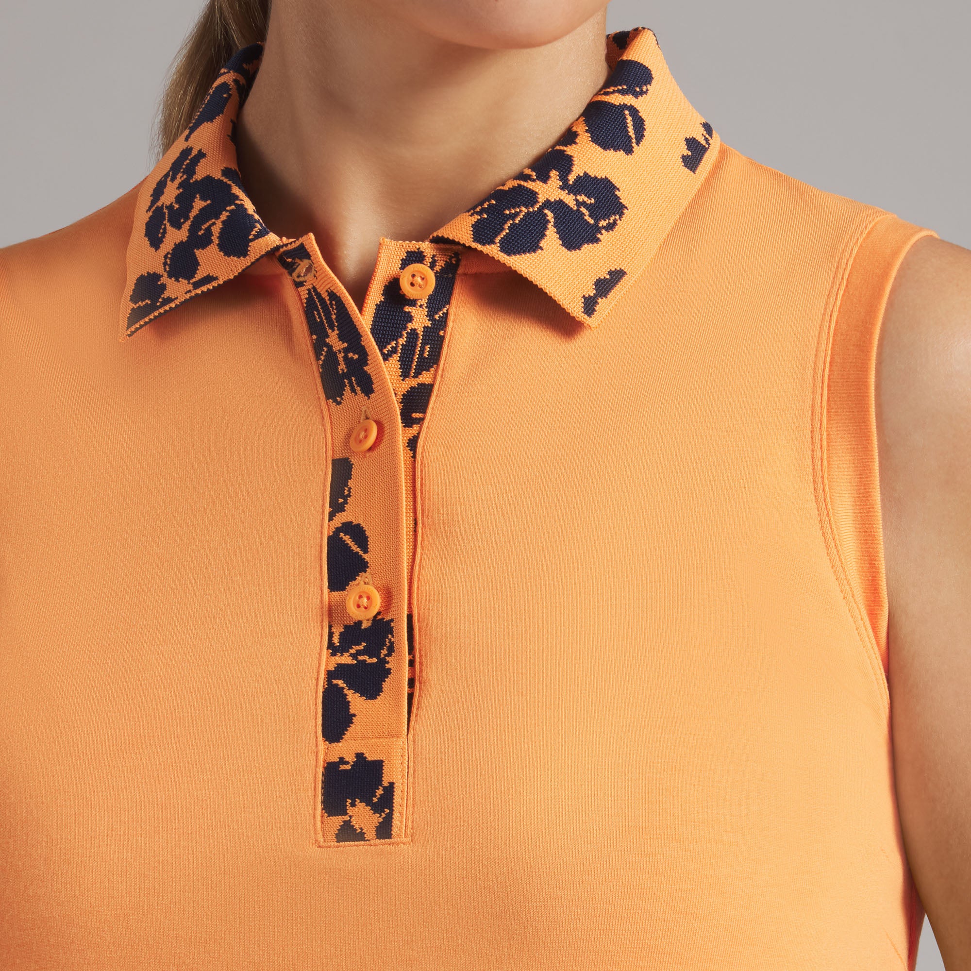 Women's Modalon Floral Rib Sleeveless Golf Polo - Image 12