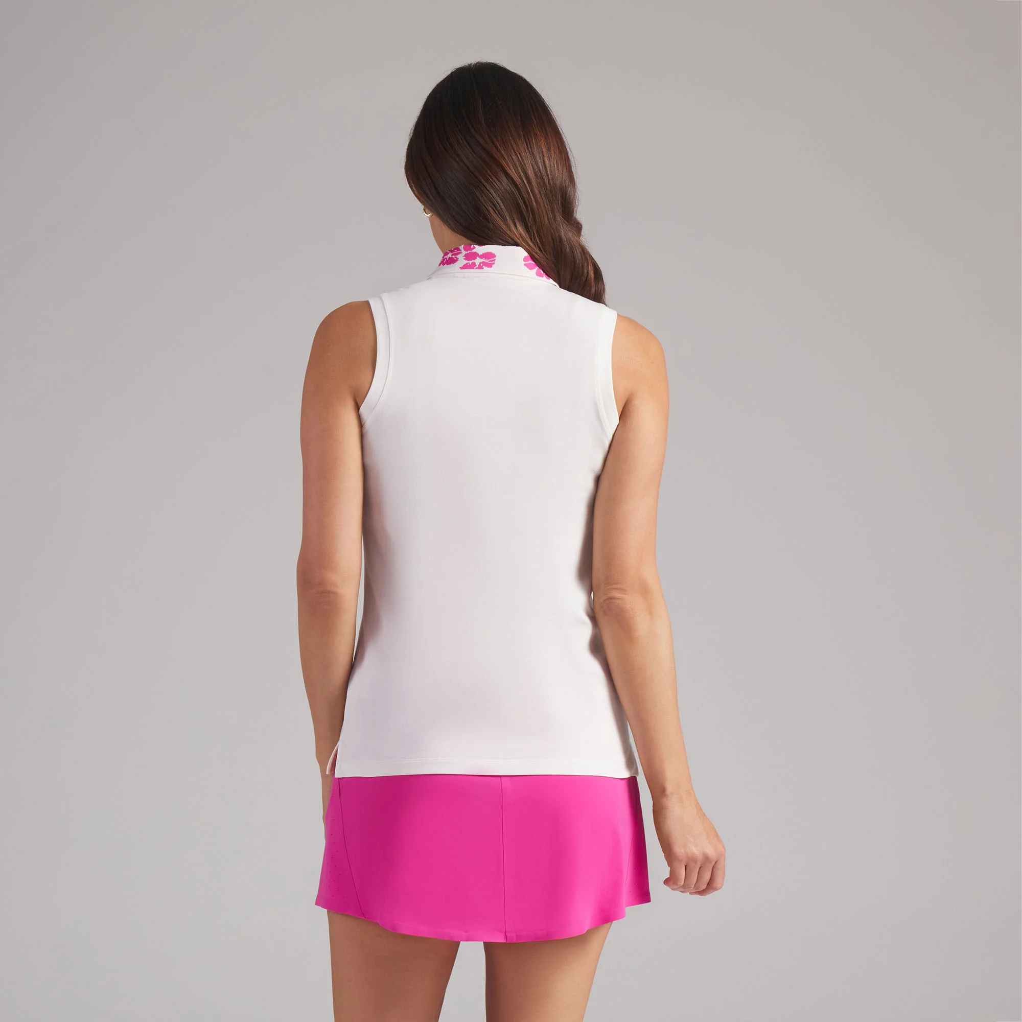 Women's Modalon Floral Rib Sleeveless Golf Polo - Image 2