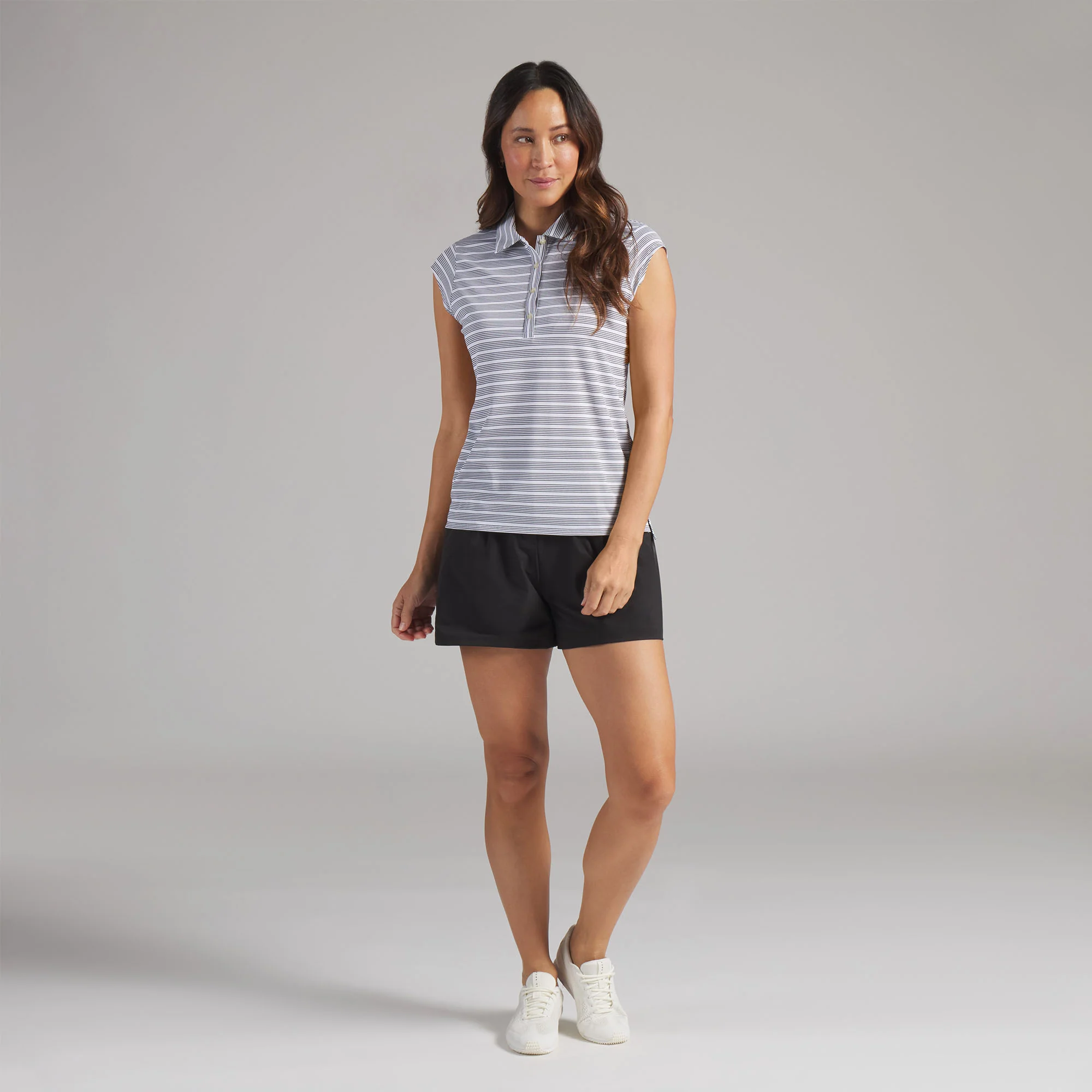 Women's Pique YD Stripe Cap Sleeve Golf Polo - Image 9
